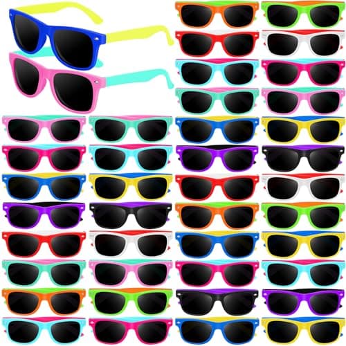 Oleitodh 48 Pack Kids Sunglasses Party Favors Kids Neon Sunglasses Bulk Childrens Sunglasses Boys Girls Eyewear Pack for Goody Bag Fillers Summer Beach Pool Birthday Party Supplies