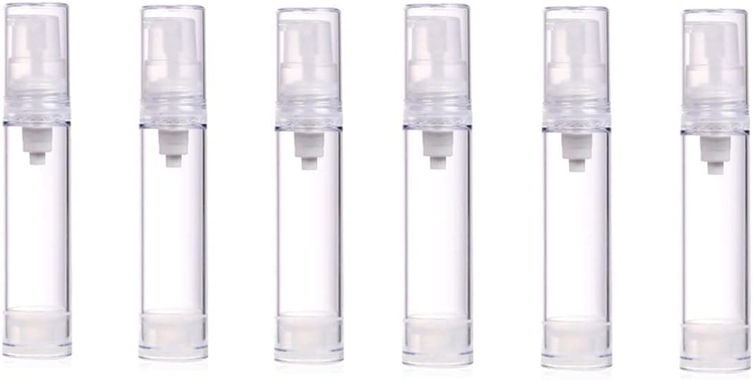 6PCS Plastic Vacuum Pump Press Bottles Empty Refillable Airless Pump Bottle Travel Container for Foundations Serums Cream Lotion (5ml)