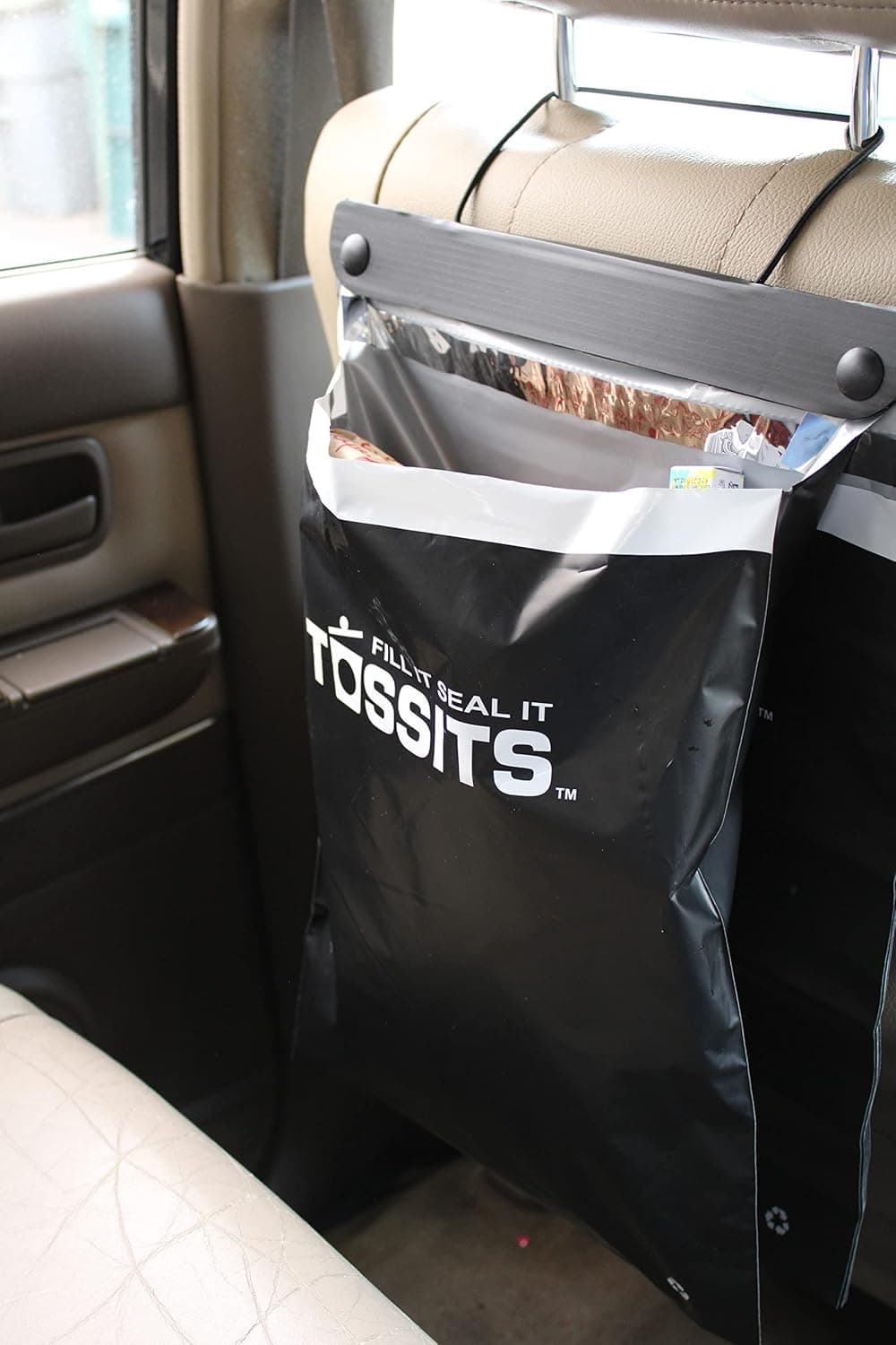 Tossits Recycled Disposable Trash Bag Car Garbage Bags - Leakproof, Smell Proof Automotive Garbage Bag (3 Sets of 7)