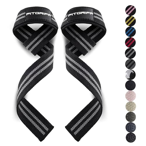 Fitgriff® Lifting Wrist Straps for Weightlifting, Gym, Deadlift, Workout (Made of Premium Cotton & Padded) - Men & Women (Standard, Black/Grey)