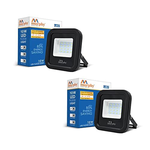 Murphy LED 10 Watts IP-65 BIS Approved Waterproof Outdoor Square Flood Light (Cool White) - Pack of 2