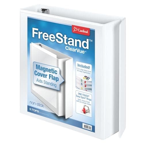 Cardinal Cardinal Freestanding Slant-D Ring Binders (CRD43120), White, 2-Inch