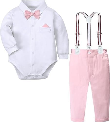AJ DESIGN Baby Easter Outfit Boy Infant Wedding Gentleman Formal Dress Valentine Suit Pink 69 Months