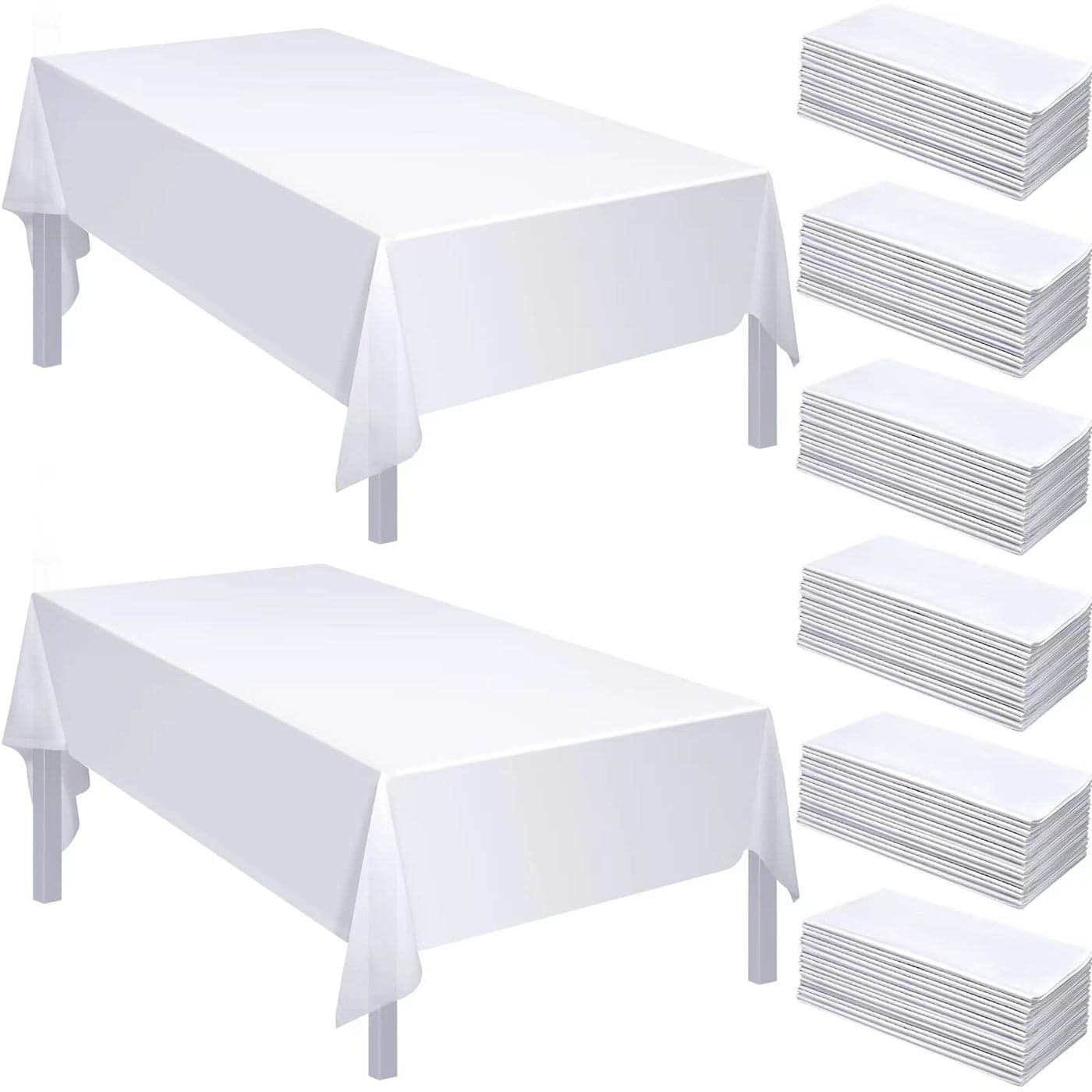 Shimeyao 48 Pack Disposable Plastic Tablecloth 54 x 108 Inch Decorative Rectangle Table Cover Party Picnic Cover Rectangular Plastic Cloth for Indoor OutdoorWhite