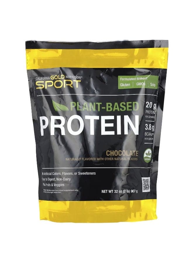 California Gold Nutrition, Sport, Plant-Based Protein with Organic Brown Rice Protein Concentrate, Flaxseed, Chia Seed, Chocolate, 2 lb (907 g)