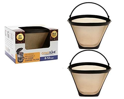 GoldTone Brand Reusable No4 Cone Style Replacement Cuisinart Coffee Filter replaces your Permanent Coffee Filter for Cuisinart Machines and Brewers 2 Pack