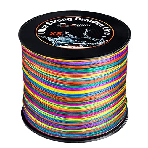 RUNCL Braided Fishing Line 8 Strand Abrasion Resistant Fishing Line Braid Super Durable Smooth Casting Zero Stretch Smaller Diameter Hi Vis 3281093 Yards 12100LB85LB1093yds