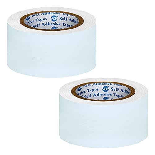 VCR White Duct Tape - 18 Meters in Length 48mm / 2" Width - 2 Rolls Per Pack - Strong Book Binding Tape - Waterproof Heavy Duty Duct Tape