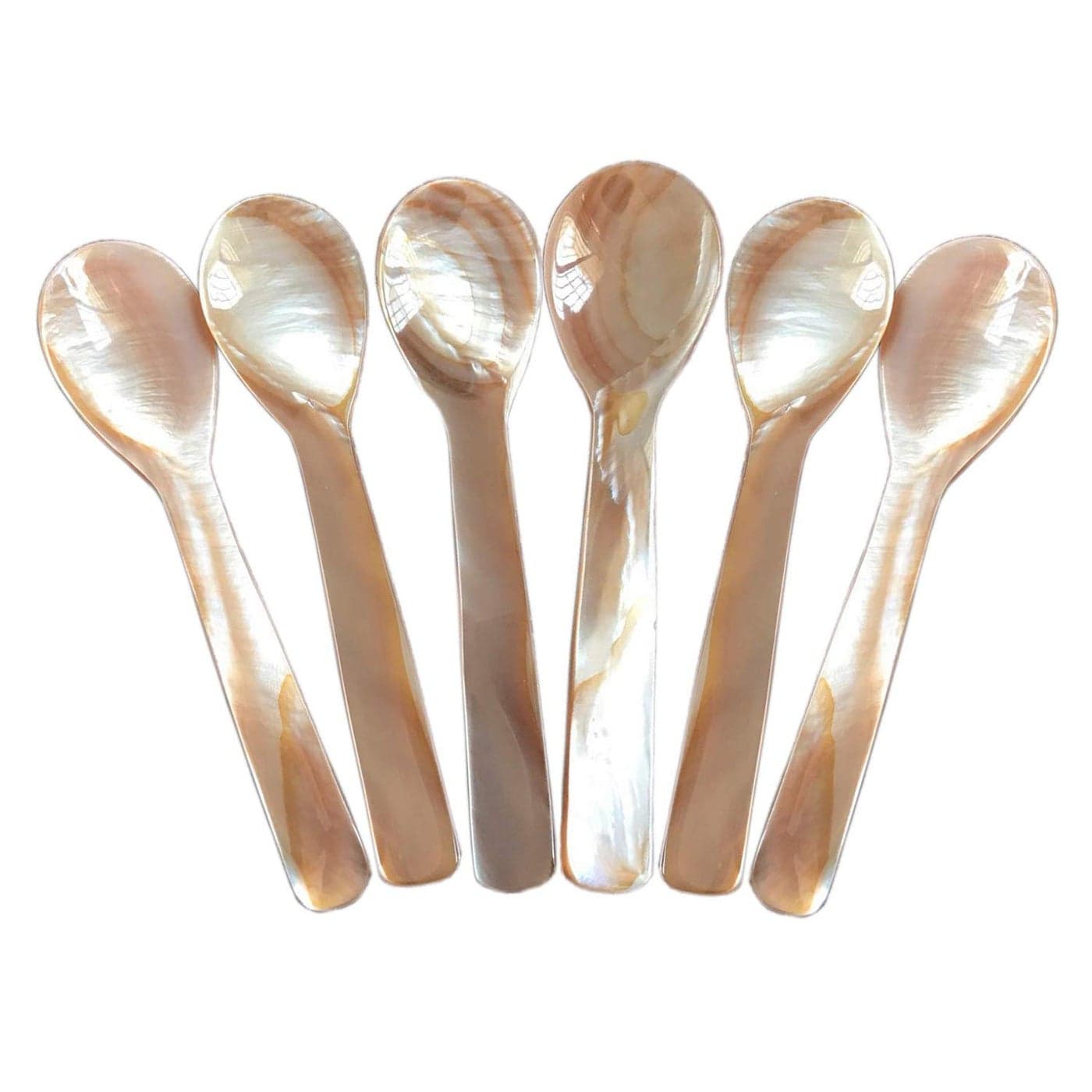 DUEBEL Set of 6 Mother of Pearl 355 Caviar Spoons for Caviar Serving or Egg Serving