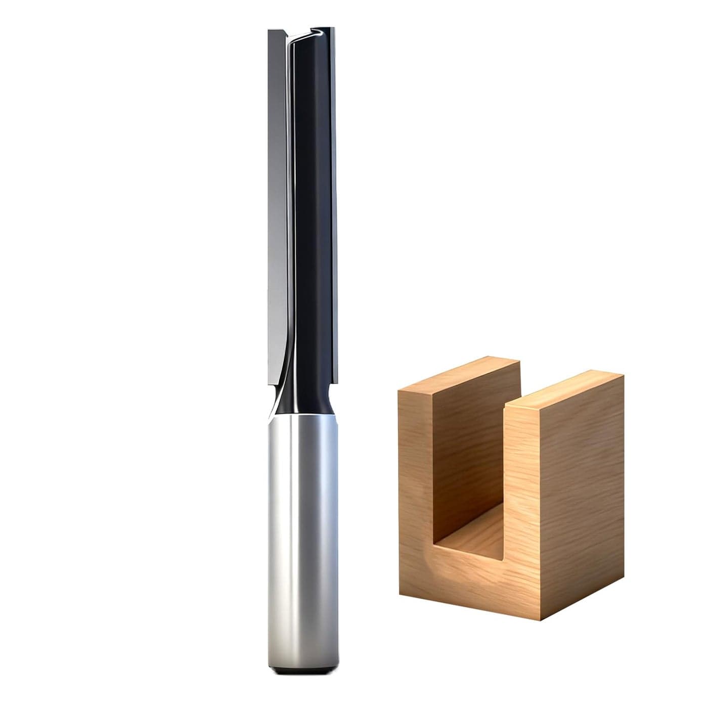 SICWOOD Extra Long 212 Inch Straight Router Bit 12 Shank CarbideTipped 2Flute Bit for Deep Wood Grooving Dados Slotting CNC Machining