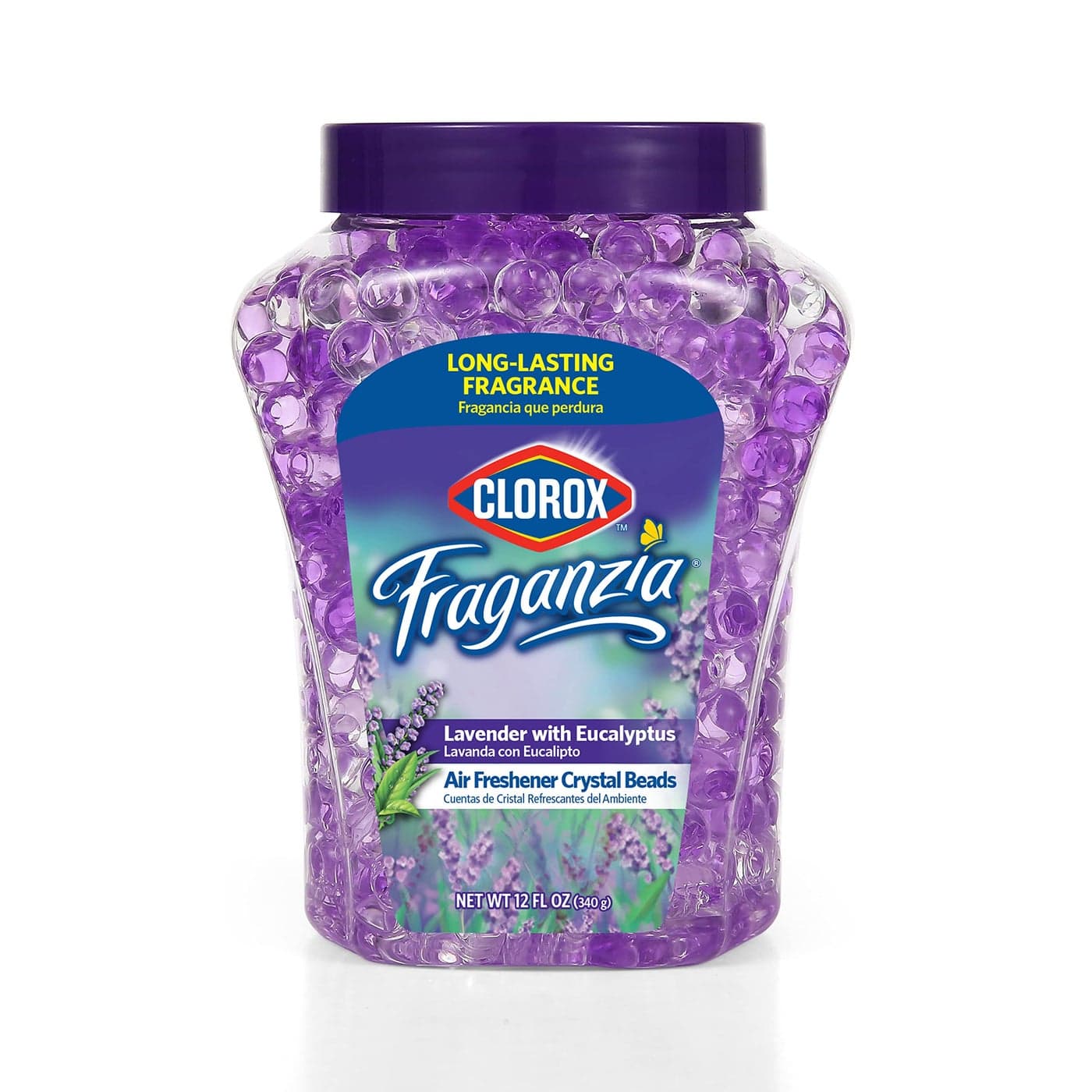 Clorox Fraganzia Air Care Air Freshener Crystal Beads in Lavender with Eucalpytus Scent Scent,12 Oz Lavender Eucalyptus Scented Air Freshener Gel Beads from Clorox Fraganzia for Car or Home(Pack of 1)