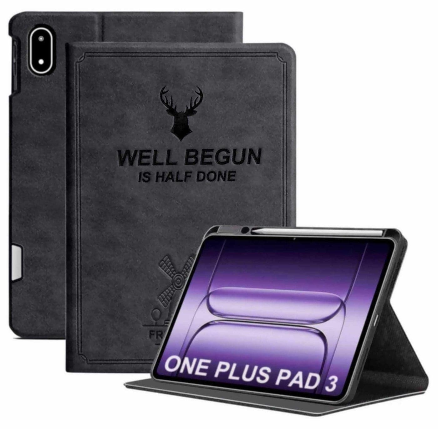 ProElite Case Cover for OnePlus Pad 3 13.2 inch 2025 Case, Deer Flip case Cover for OnePlus Pad 3 13.2 inch 2025 Case with Pen Holder, Black