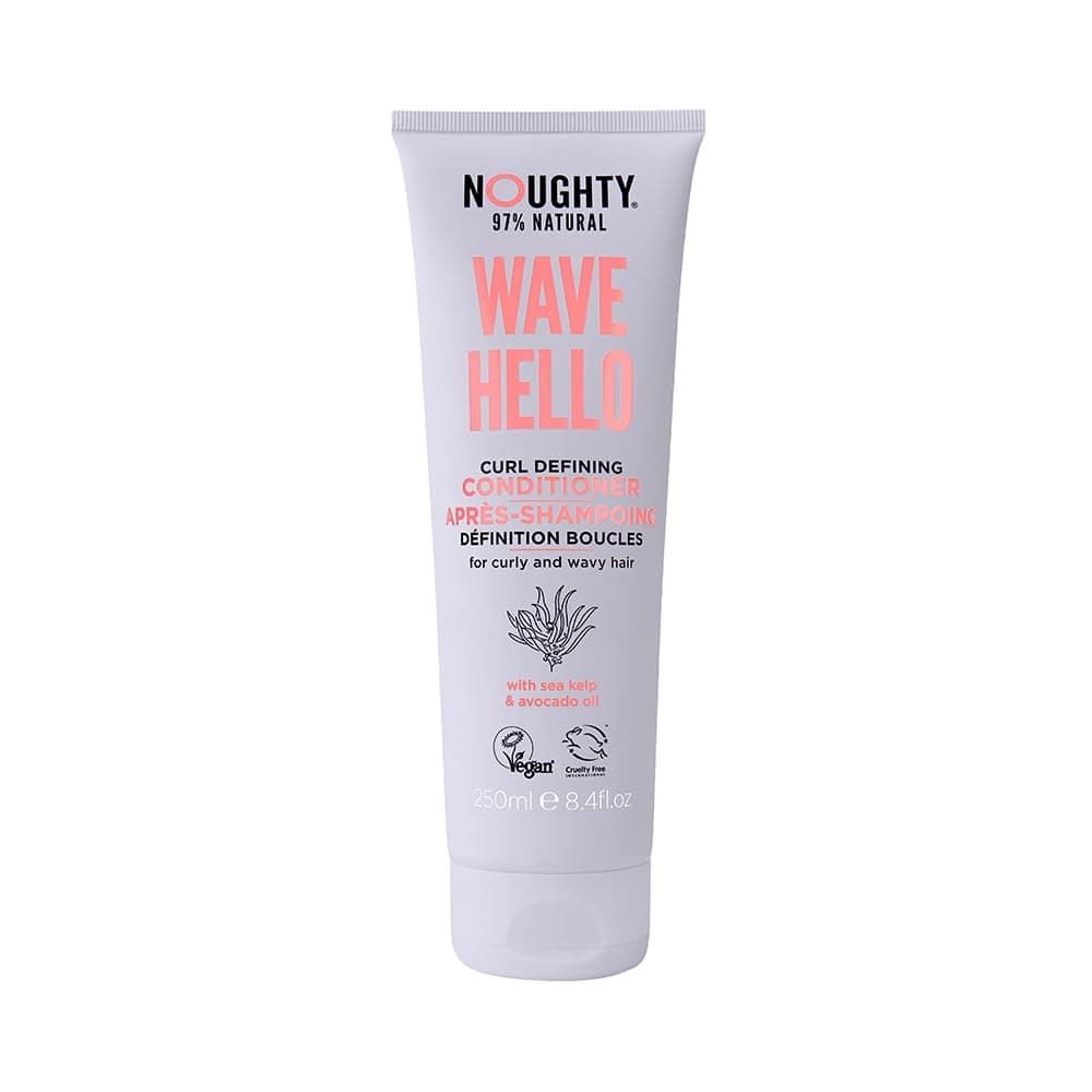 Noughty 97 Natural Wave Hello Curl Defining Conditioner to Condition Soften and Define Curls with Sea Kelp Extract and Avocado Oil Sulphate Free Vegan Haircare 250ml