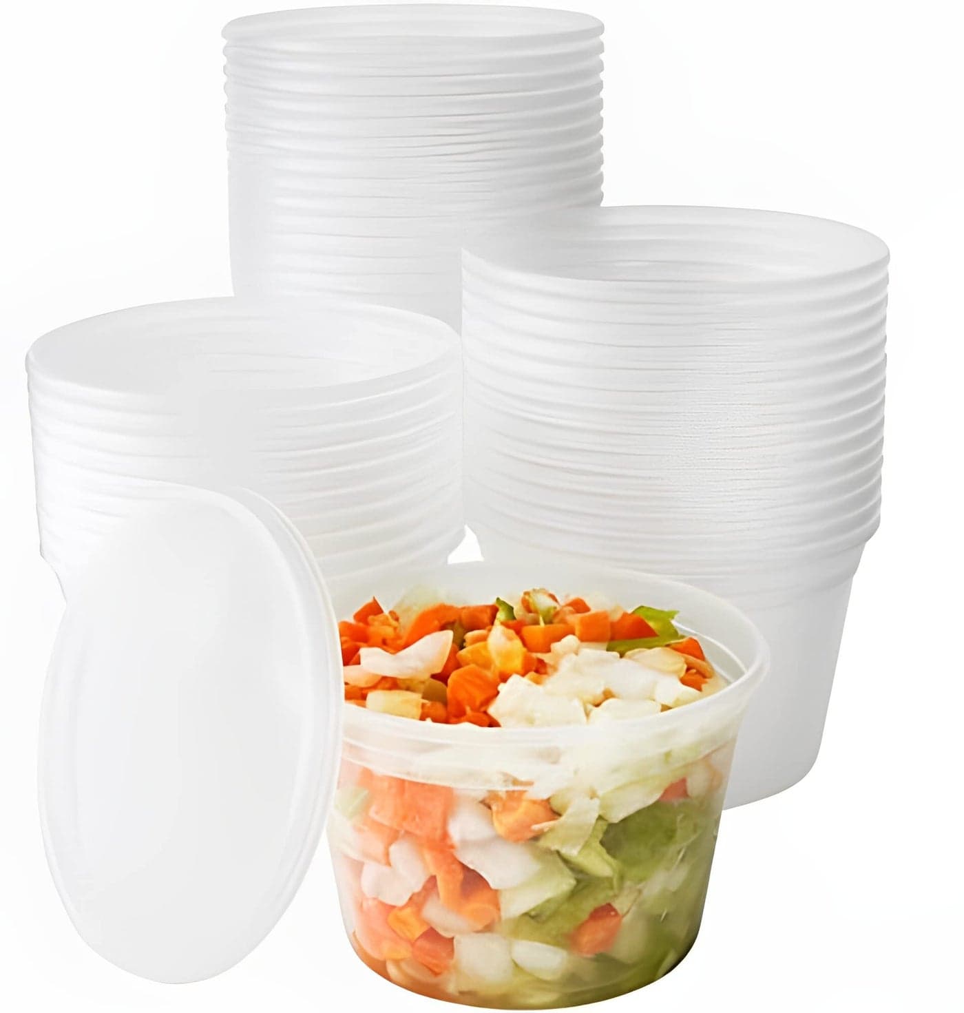 Deli Grade BPAFree 16oz Plastic Containers with Lids 48ct Leakproof Microwavable Portion Container for ToGo Orders Food Prep and Storage Reusable Takeout Cups for Restaurant Cafe and Catering