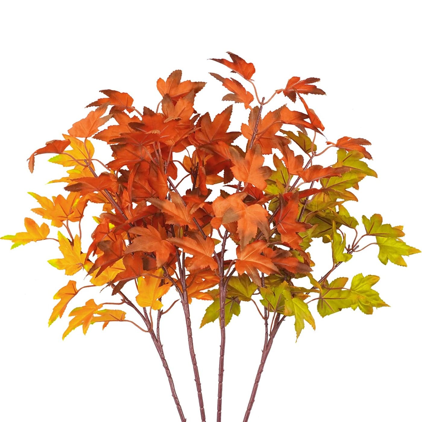 Phliofd 4Pcs Artificial Maple Leaves Branches 216in Fake Fall Leaves Stems Plants Outdoor Greenery for Home Kitchen Farmhouse Thanksgiving Table Centerpiece Fireplace Halloween Dcor Orange