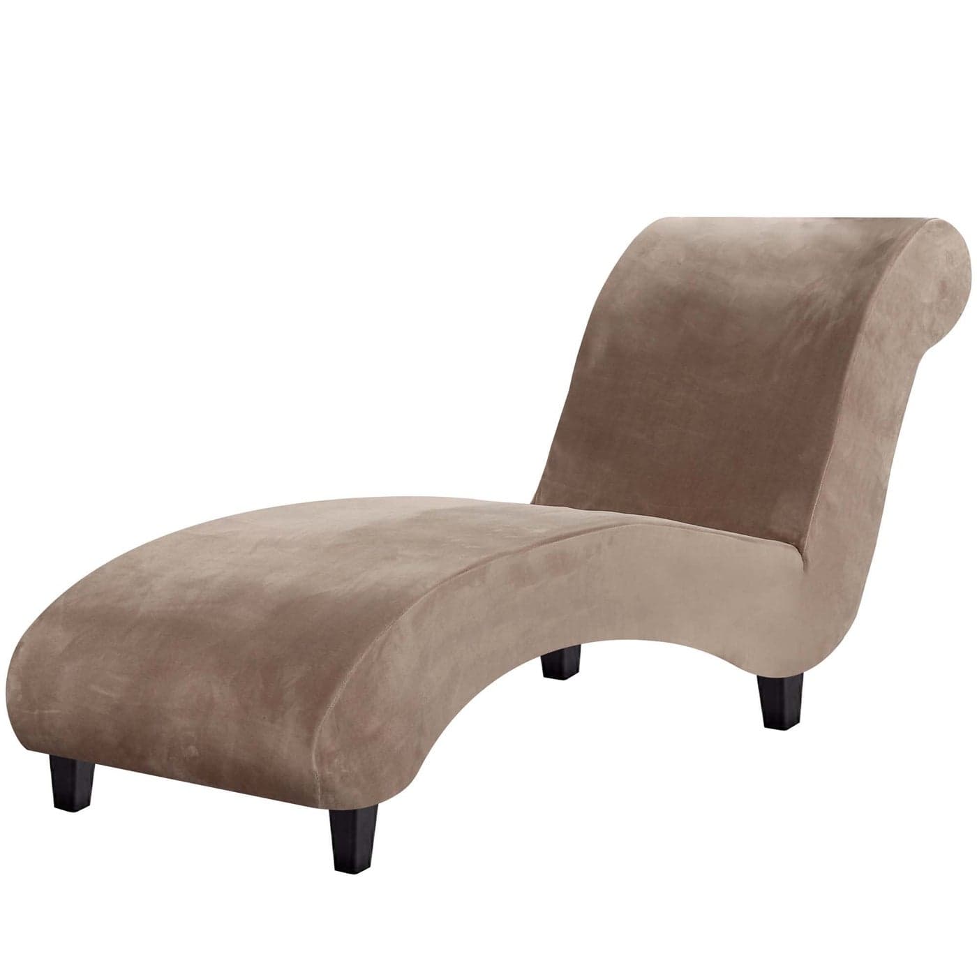 HVERSAILTEX Chaise Lounge Cover Indoor Velvet Chaise Slipcover High Stretch Lounge Chair Cover Luxury Armless Chaise Cover for Living Room Machine Washable Taupe