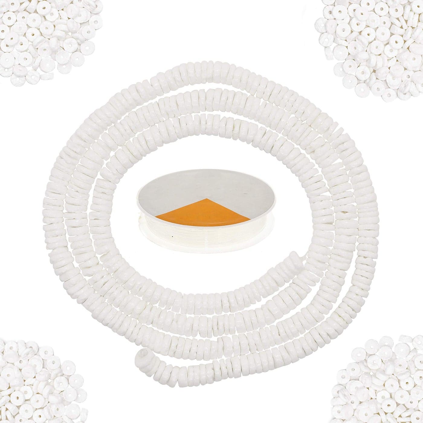 FunWeevz White Heishi Beads for Jewelry Making Adults 24 Inch Strand Puka Shells Bead Strand Natural Thin Flat Seashell Beads for Bracelets Necklaces Chokers and Anklets African Disc Spacers