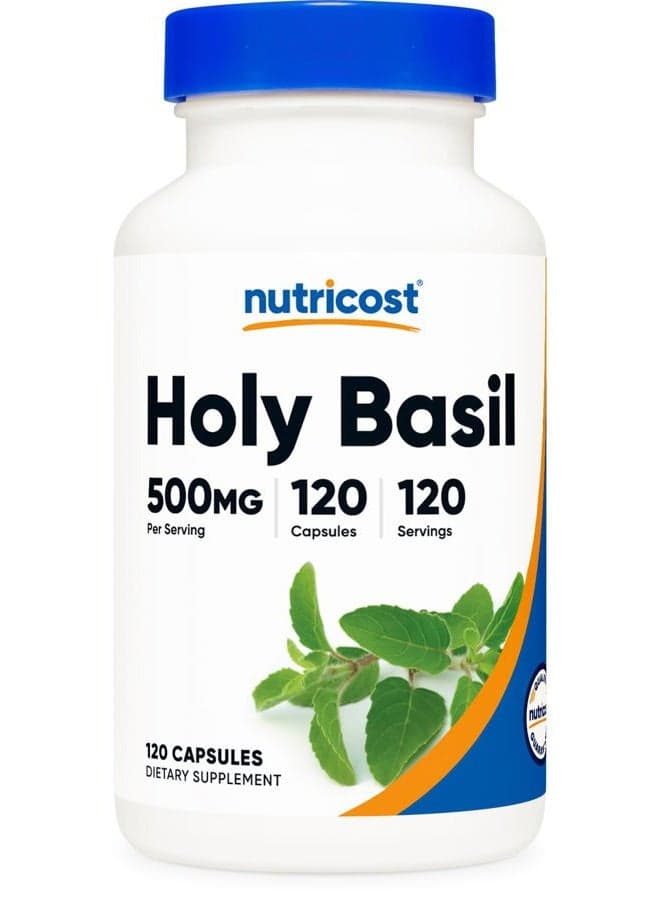 Holy Basil Capsules 500mg, 120 Vegetarian Capsules - Gluten Free, Non-GMO