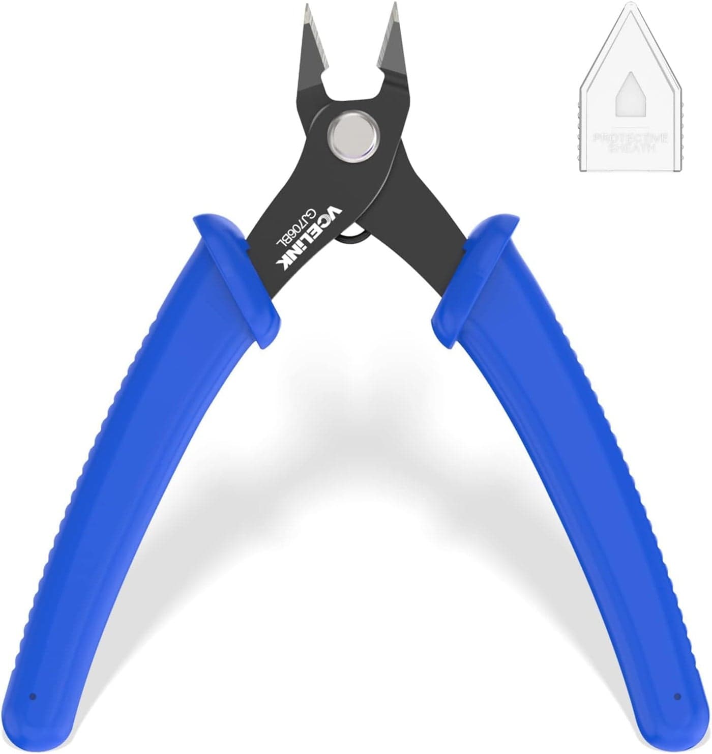 VCELINK Small Wire Cutter Spring-loaded GJ706BL, Precision Flush Cutter Pliers Diagonal Cutters for Electronics, Jewelry Making, Model Craft and 3D Printer, 5-Inch