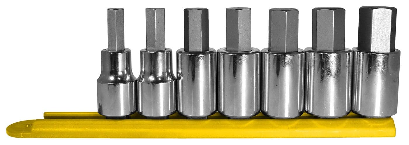 Mayhew Tools 16018 SAE Hex Socket Bit Set, Chrome Plated, 7-Piece