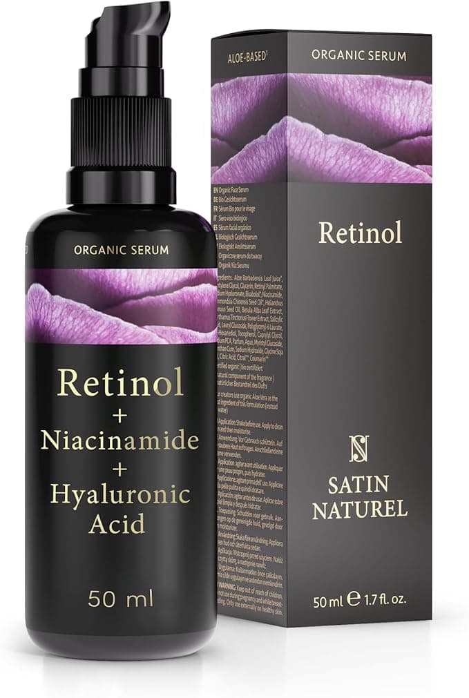 Satin Naturel 100ml Retinol Serum for Face Enhanced with Hyaluronic Acid Niacinamide Salicylic Acid Serum Anti Wrinkle Acne Treatment Skincare against Blemishes Face Serum for Women