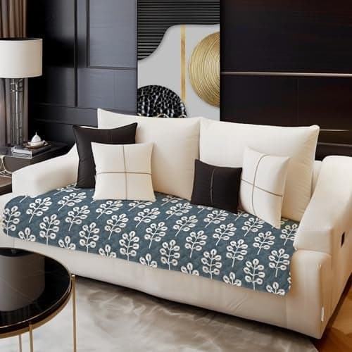 Decorian Premium Soft Quilted Velvet Sofa Cover Mat, Sofa Seat Runner for Couch (Grey Tree, 2 Seater)