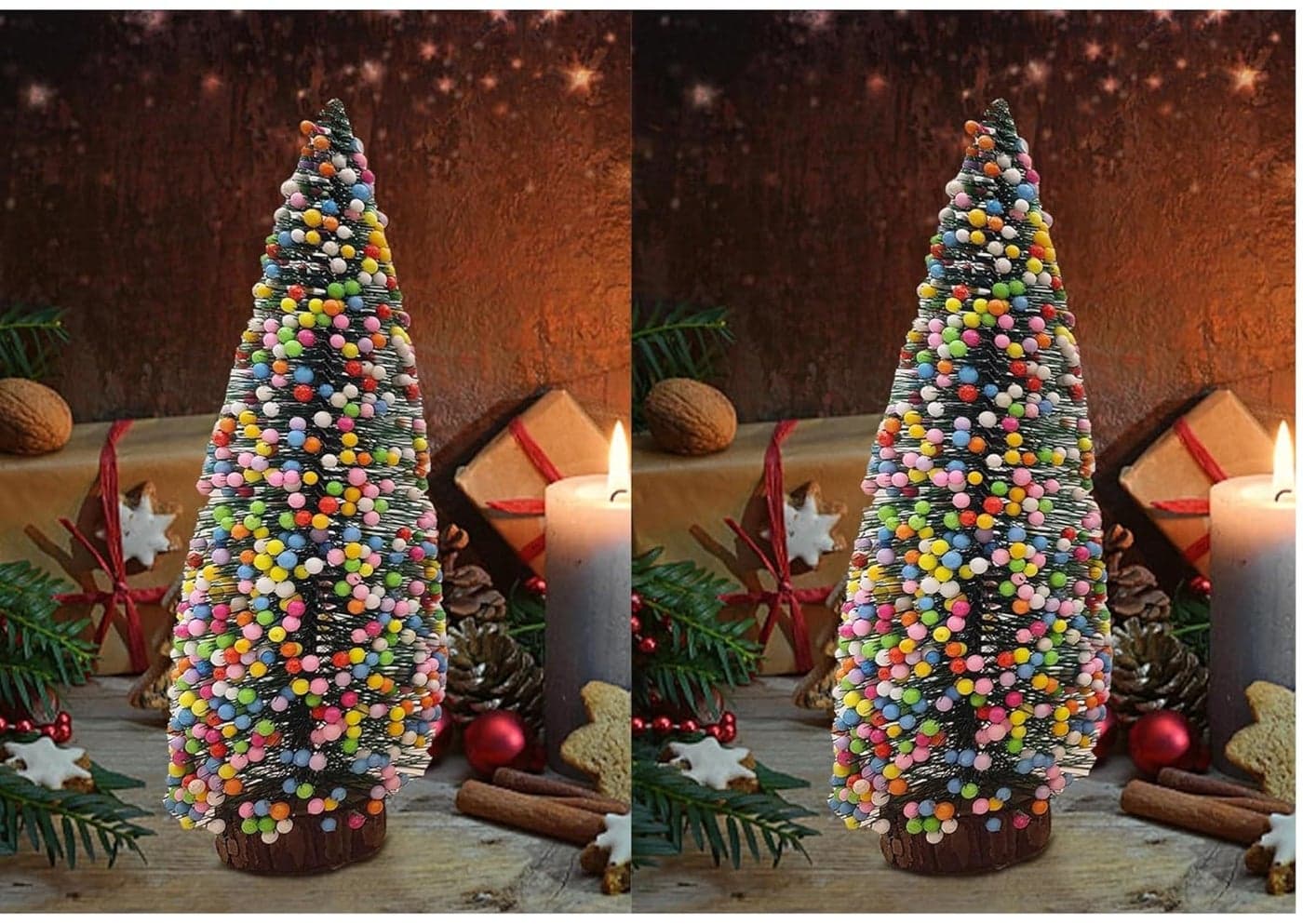 Webelkart Premium Artificial Christmas Tree with Snow Balls for Table Decor Items Christmas Tree Xmas Table Top Tree Pack of 2