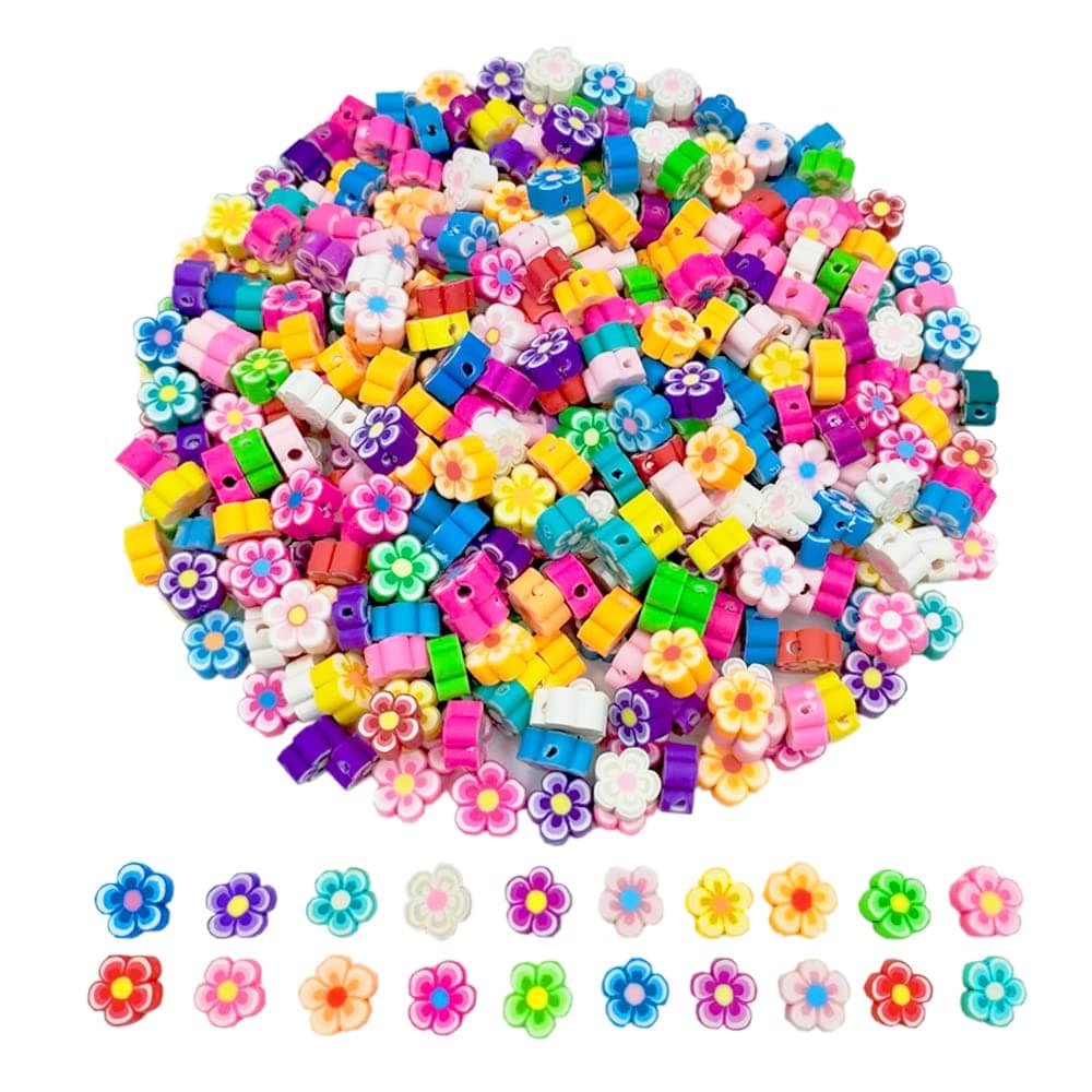 200pcs Flower Polymer Clay Beads Flowers Bead for Bracelet Necklace Jewelry Making Mixed Flower