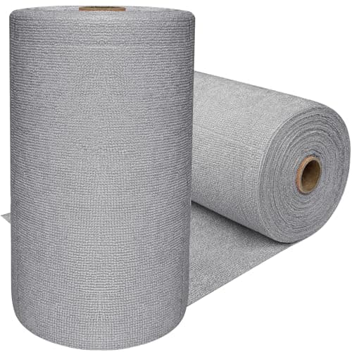 OJYUDD 75 Pack Microfiber Cleaning Cloth Roll,Reusable Tear Away Towels,Washable Ultra Absorbent Cleaning Rags for House,Car,Glass,Garage,Kitchen or Shop(Grey)
