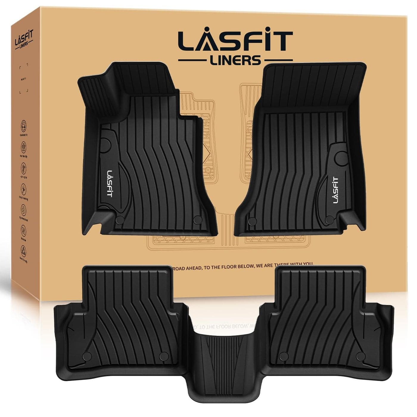 LASFIT Floor Mats for Mercedes Benz C Class 2021 2020 20152019 C300 C400 C350e C43 AMG C63 AMG C63 AMG S Fit Sedan Only All Weather TPE Floor Liners for C Class 1st 2nd Row Mats