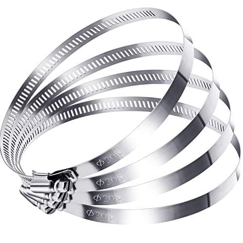 Boao 4 Pieces 12 Inch Adjustable 304 Stainless Steel Duct Clamps Worm Gear Hose Clamp for Pipe Intercooler Plumbing Tube and Fuel Line