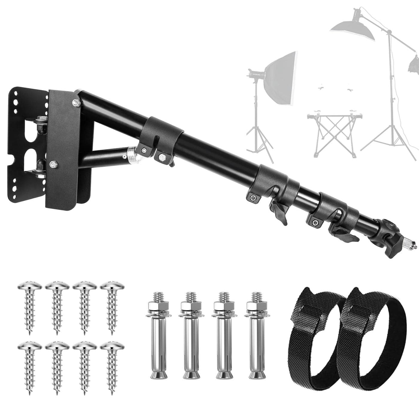 Wall Mounting Triangle Boom Arm for Ring Light Support 180 Flexible Rotation 217456in Adjustable Length Save Space for Monolight Softbox Umbrella and Reflector