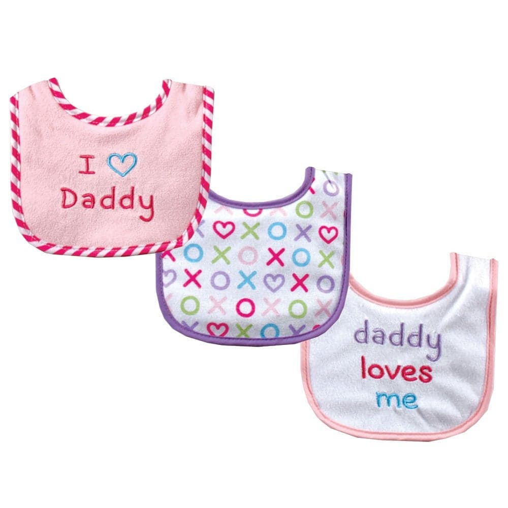 Luvable Friends Unisex Baby Cotton Drooler Bibs with Fiber Filling Pink Daddy One Size