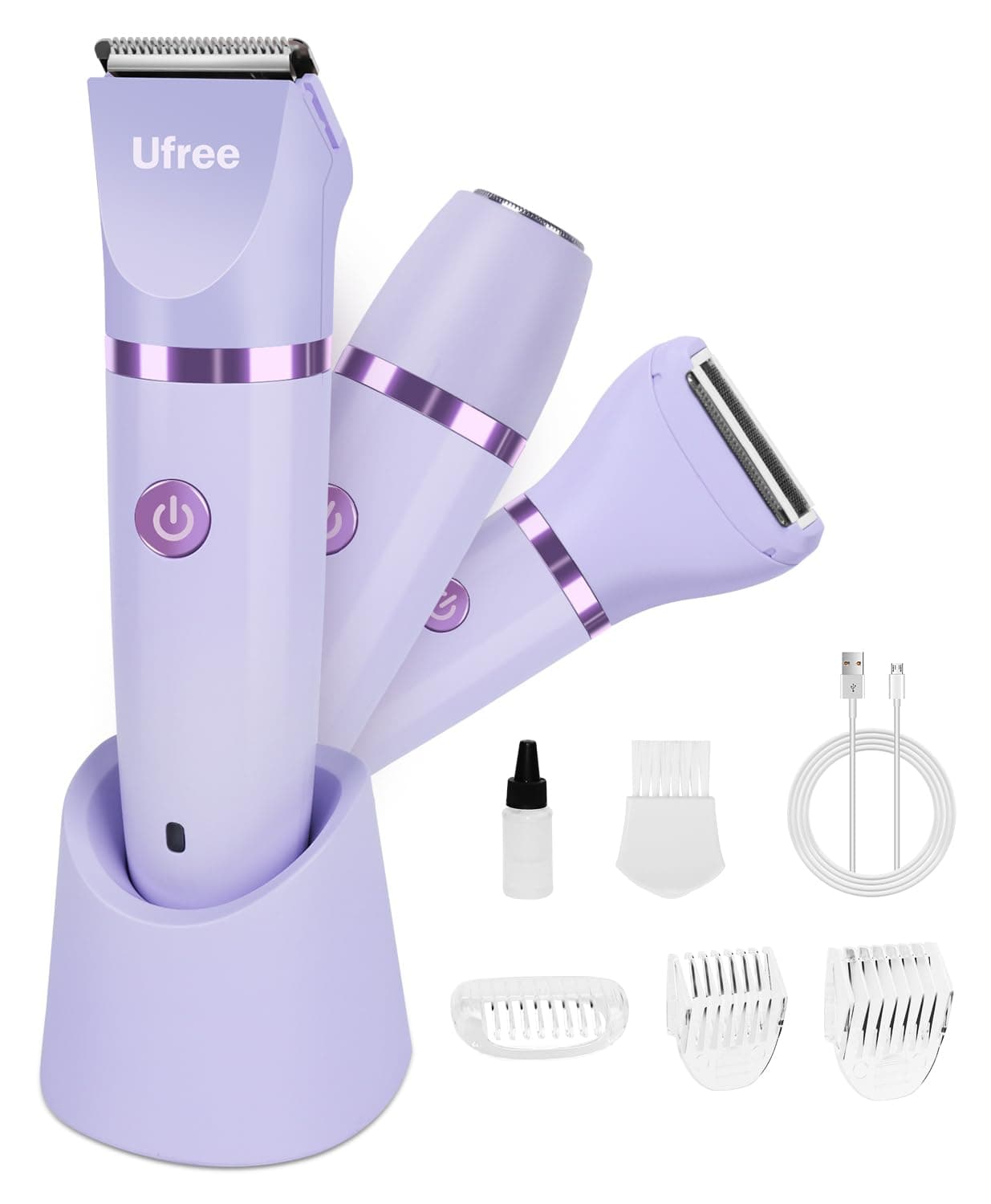 Ufree Bikini Trimmer for Women, Electric Razors for Women, Rechargeable Pubic Hair Trimmer Womens Electric Shaver for Legs Body Hair, Bikini Shaver IPX7 Waterproof, Gifts for Women, Purple