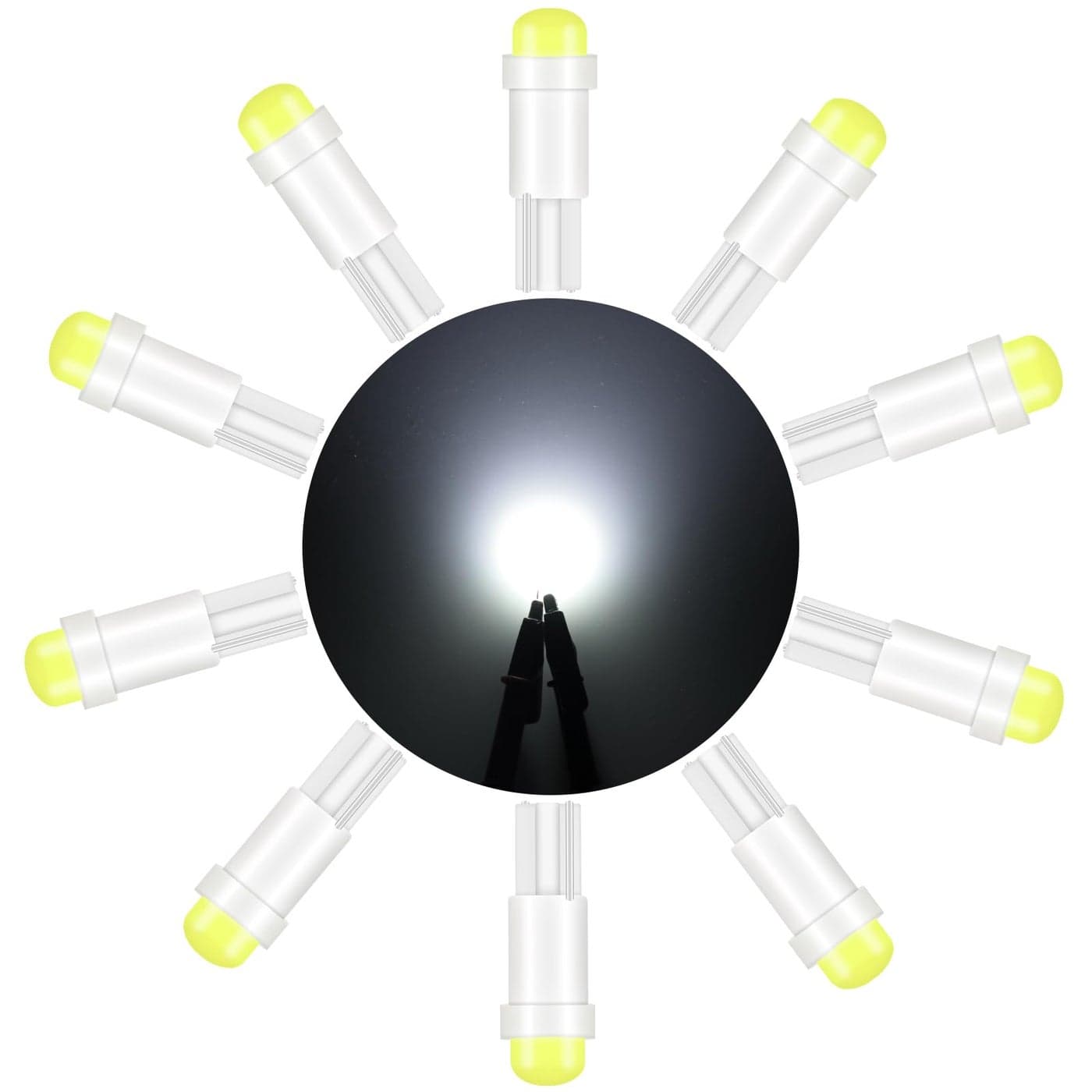Alopee 10pcs T5 LED Bulbs Bright White 74 Bulb for 74 73 37ll 2721 2723 Car Instrument Cluster Door Light Air Conditioner Light 1SMD COB Chip DC 12V