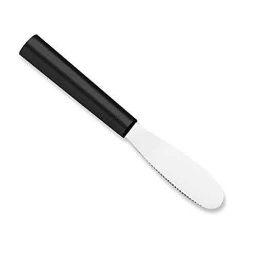 Rada Cutlery Party Spreader Knife (W235), 3.38" Stainless Steel Shallow Serrated Edge Blade, Made in USA, Black Handle