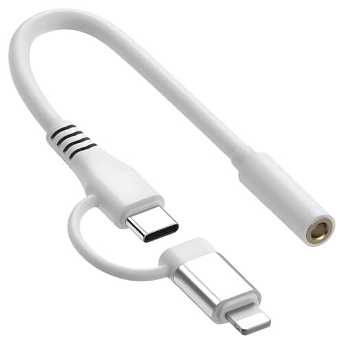 Verilux® for Lighting to 3.5 mm Headphone Jack Adapter Compatible with iPhone Aux Audio Dongle and USB Type C to 3.5 mm Jack Female Adapter for iPhone 16 15 14 13 Pro Max 12 11 XS XR 8 7 S25 S24