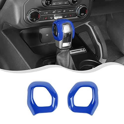 HTHE for Ford Bronco Center Console Gear Shifter Knob Cover Trim Decoration Compatible with Ford Bronco Interior Accessories 2021 2022 BlueABS2PcsSet