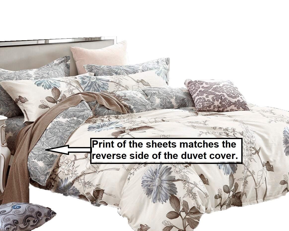 Swanson Beddings Daisy Silhouette 100 Cotton Sheet Set Fitted Sheet Flat Sheet and Two Matching Pillowcases California King