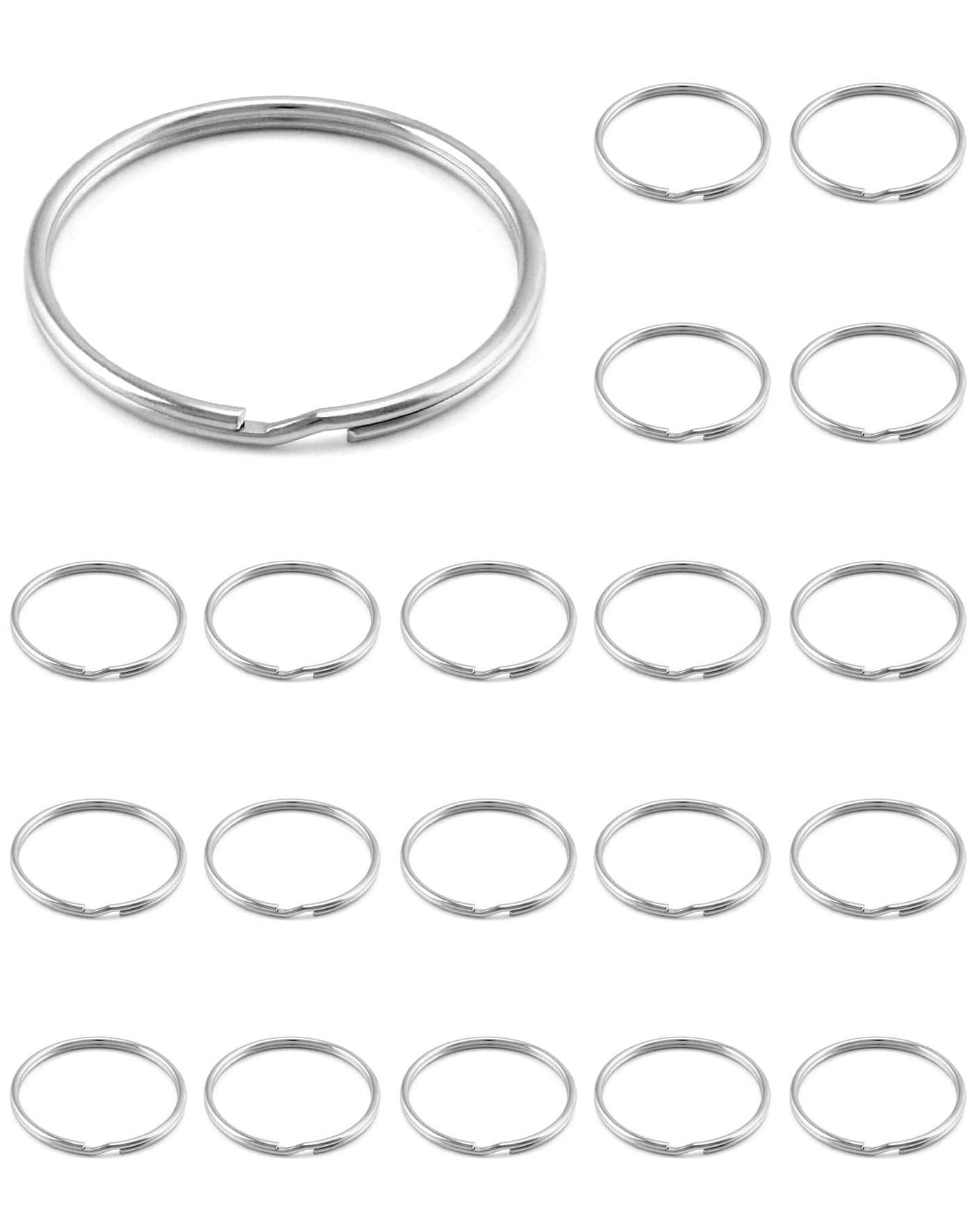 QWORK Key Ring Set of 20 2 Inch Large Open Key Ring Sturdy Key Chain Ring for Keychain and Crafts
