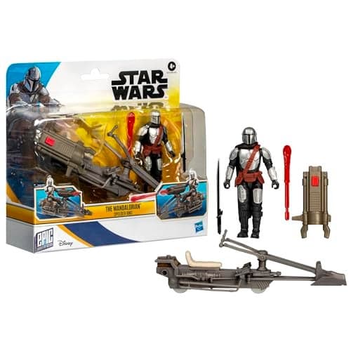 STAR WARS Epic World of Action The Mandalorian Speeder Bike 4Inch Action Figure Vehicle Toys for 4 Year Old Boys and Girls Up