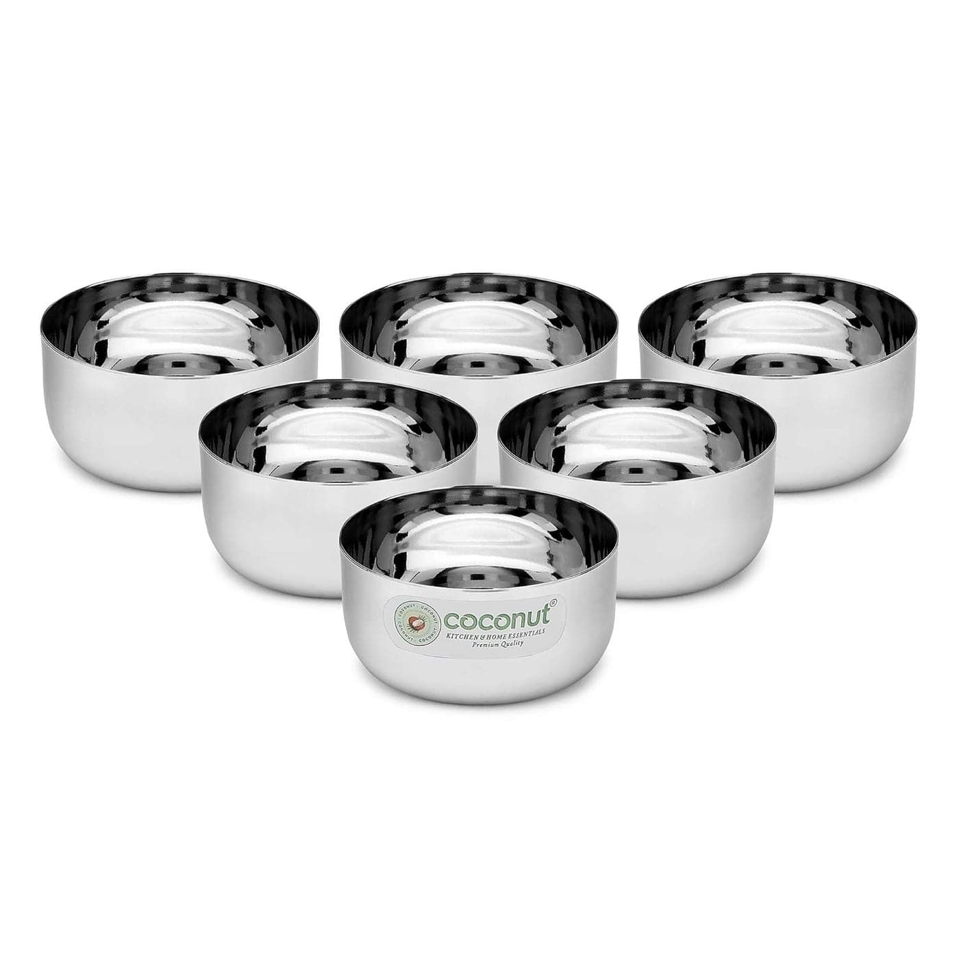 coconut Stainless Steel Sada BowlVatiKatori C35 Set of 6 Capacity Each Bowl 150ML