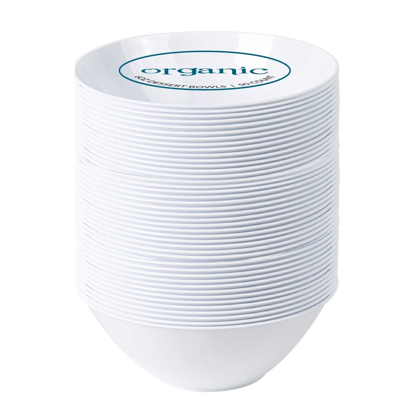 PLASTICPRO 6 OZ 50 Count White Plastic Organic Party Dessert bowls Premium heavyweight Elegant Disposable Tableware Dishes