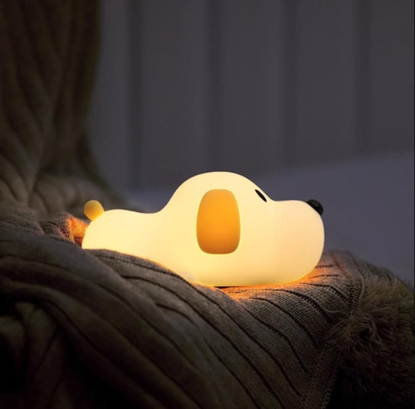 NYRWANA Puppy Light, Night Lamp for Kids, Night Light for Bedroom, Birthday Gift for Kids, Cute Table Lamp, Silicone Rechargeable Lamps with Charging Plug, Valentine Gift for Girlfriend (White)