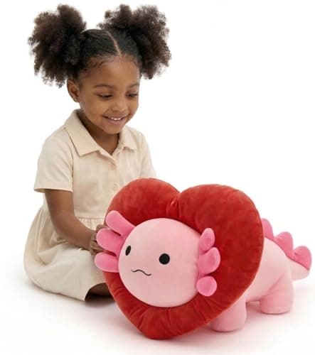 MaoGoLan Valentines Axolotl Plush with HeartShaped HoodSquishy and Soft Salamander Stuffed Animal Throw Pillow16 Loving Heart Plushie Gift for Valentines DayChristmasAnniversaryMothers Day