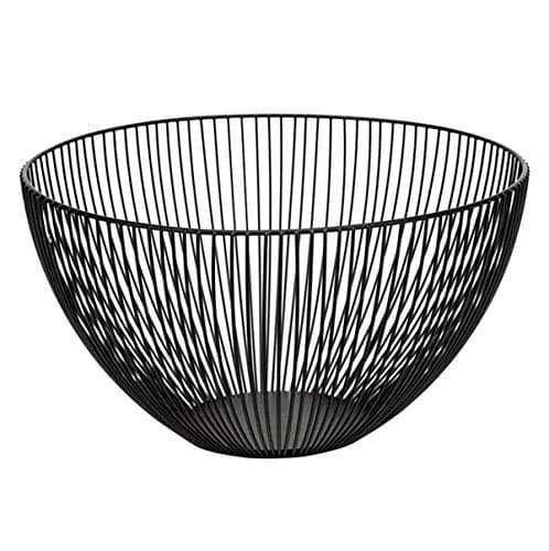 7UYUU Metal Fruit Basket - Black Fruit Bowl for Kitchen Counter - Wire Storage Basket for Vegetable Snack Candy - Square Fruit Holder for Countertop - 10 Inches (Square)