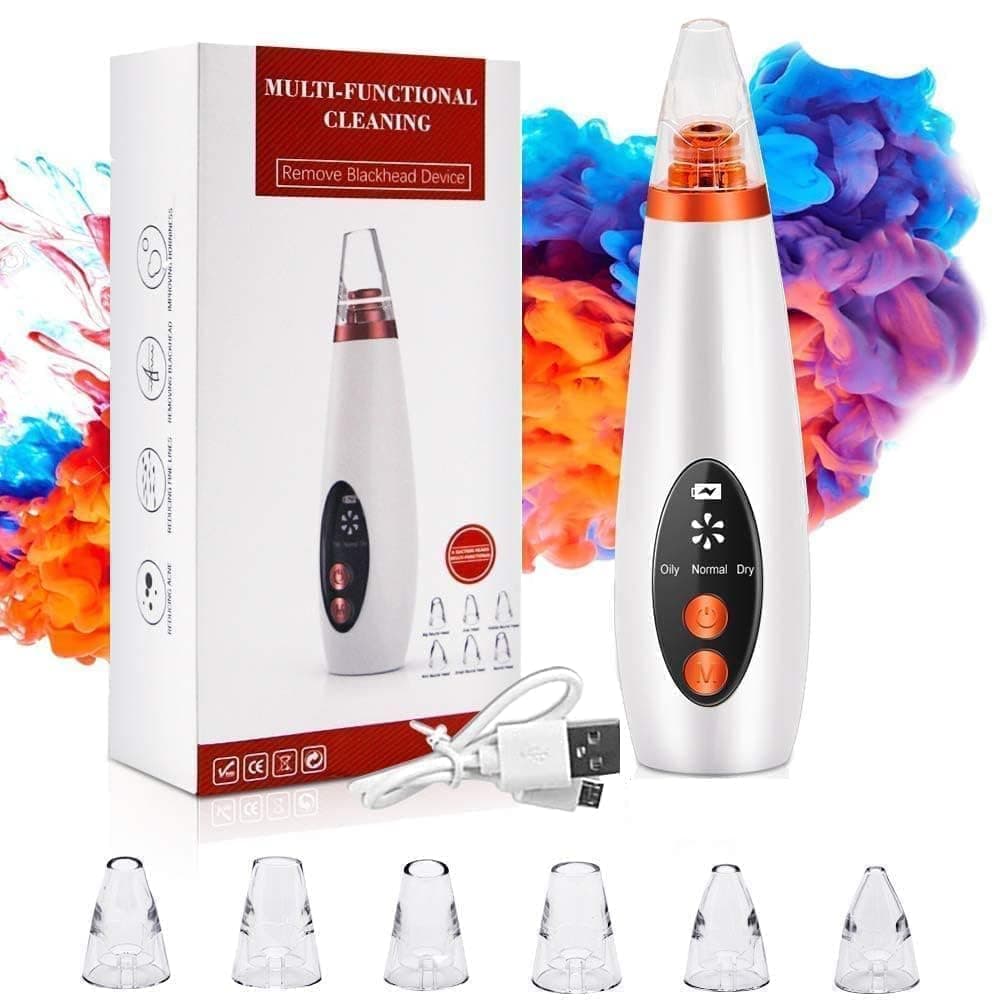 RIVUGJA 6in1 MultiFunction Blackhead and Whitehead Remover Device Electric Pore Vacuum Cleaner USB Rechargeable Acne Pimple Extractor Facial Cleansing Tool Skin Care Device for Men Women