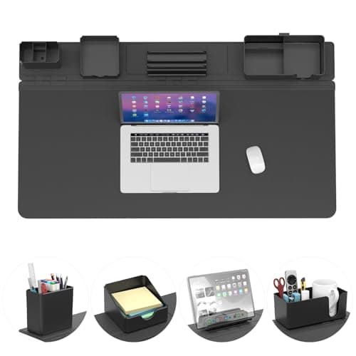 KDD Desk Pad and Magnetic Organizer Set 5 in 1 Large Mouse Mat with Phone Stand Cup Holder Pen Holder Storage Box Card Case Multifunction DIY Desktop Storage Accessories for Office and Home