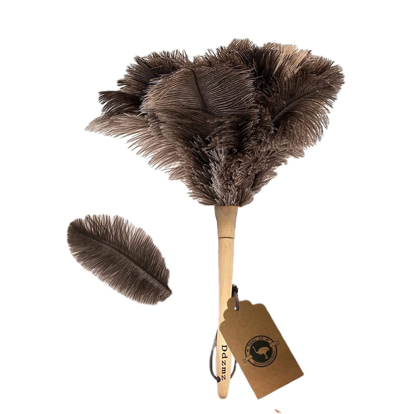 Ostrich Feather Duster for CleaningFurniture Dusters with Handle Ddzmz Hand Duster with Fluffy Natural Genuine Feather Reusable Household Duster Gray and BrownLength 16