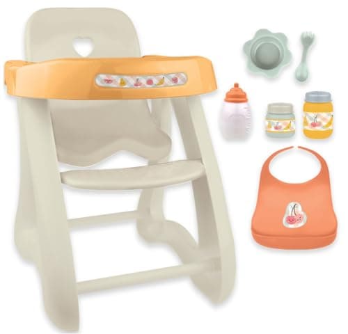 JC Toys for Keeps Playtime Baby Doll High Chair Fits Dolls up to 17 Sturdy High Chair and Play Accessories Ages 2 Earth Tone Colors